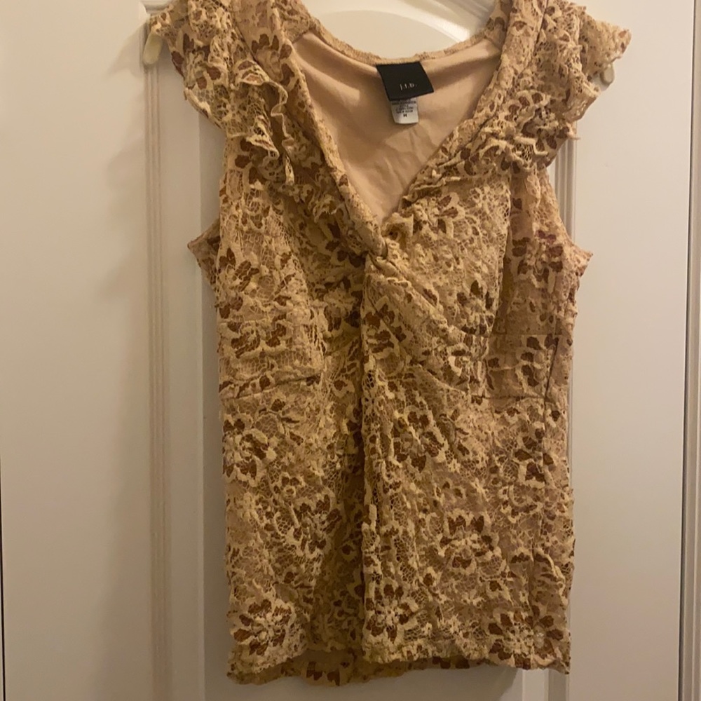 J.t.b. Beige Lace Ruffle Floral Detail blouse with lining Women size M